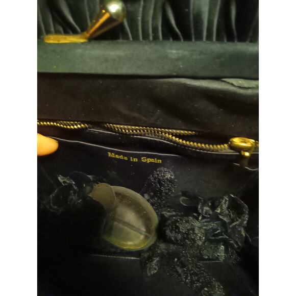 Vintage Clutch Shoulder Bag Small with Mirror lace gloves - Picture 3 of 5